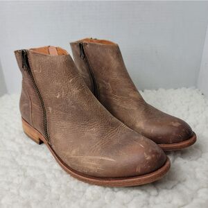 Kork-Ease Riley Womens Ankle Bootie Size 7.5 Brown Leather Zip Side Shoes